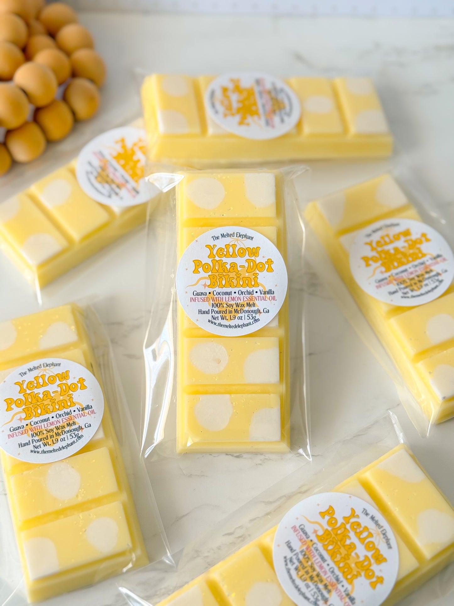 Yellow Polka-Dot Bikini Snap Bar Wax Melt